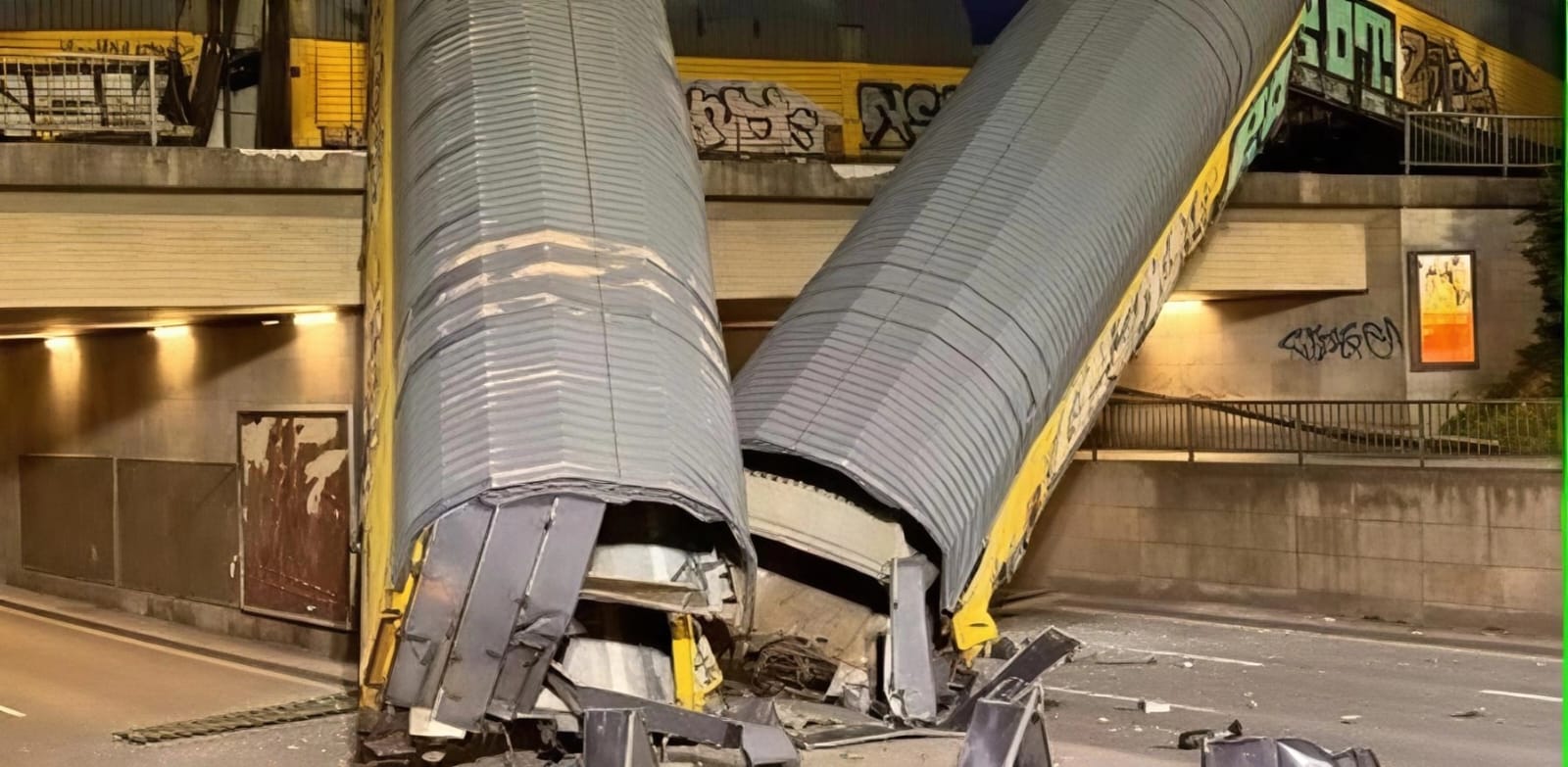 Choque de trenes en Alemania; se reporta un muerto y vagones caen de un puente